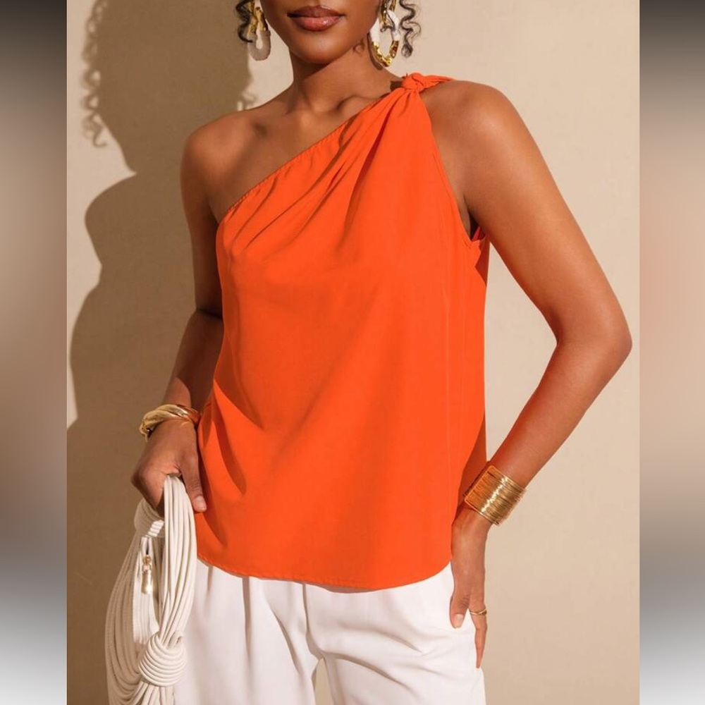 Orange One-Shoulder Top - Picture 3 of 15
